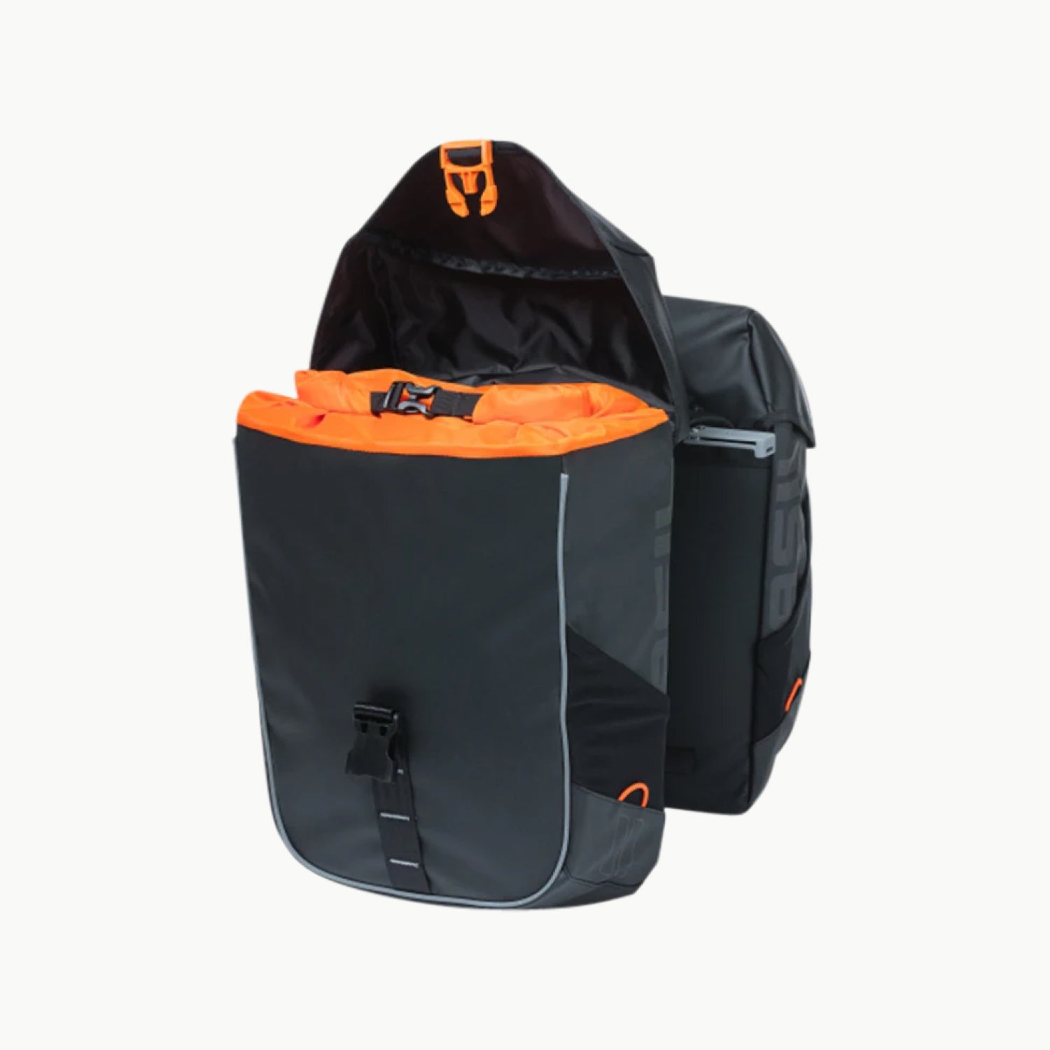 Accessoires bags tassen zwart met oranje stof Basil Miles MIK fietstas voor achterdrager elektrische fiets of e-bike 2